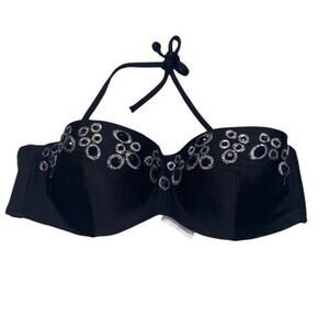 Yamamay Black Embellished Embroidered Bikini Swim Top Women's Size 36B